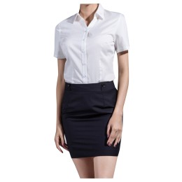 訂做成衣免燙女款短袖襯衫  設計V領職業白色細斜紋襯衫 襯衫中心 60% Cotton 40% Polyester CHENSHANG MTWD6005 SKR052 訂做成衣免燙女款短袖襯衫  設計V領職業白色細斜紋襯衫 襯衫中心 60% Cotton 40% Polyester CHENSHANG MTWD6005 SKR052